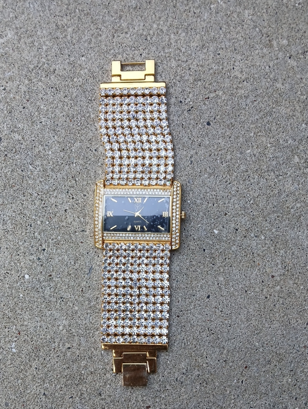 Suzanne Somers gold-tone rhinestone cocktail bracelet Watch